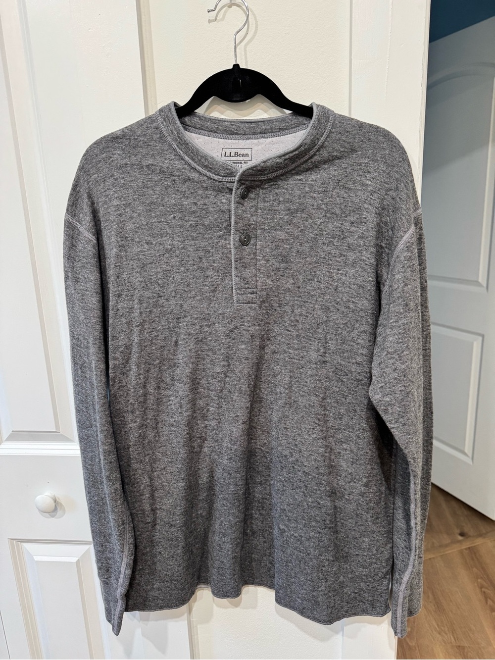 L.L. Bean Wool Blend Men's Heather Gray Long-Sleeve Henley